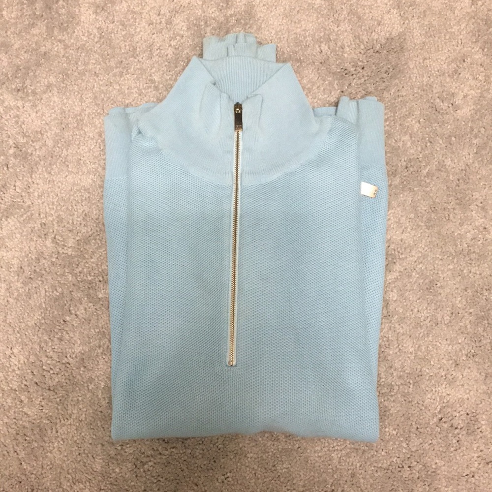 Men’s Zegna Sport Light Blue Zip Pullover. Size M